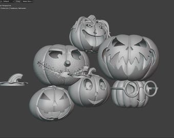 7 piezas de Halloween, archivo STL 3D, para impresora 3D, modelo de impresión 3D, regalo para amantes de las películas, figura de acción, modelo 3D