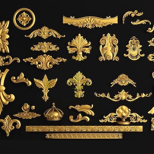 Plaster ,Antique Classic,3d plaster,Vintage Art,Wood Panels,Plaster molding,Roset,gold decor,carving, fbx ve max Files