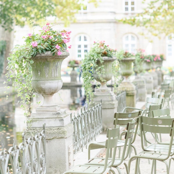 Paris Photography - Urns at the Medici Fountain, Luxembourg Gardens, French Home Decor, Gallery Wall, Large Wall Art, Paris Art Print