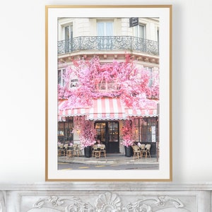 Paris Photography - La Favorite, Paris pink cafe, Paris Art Print, Gallery Wall, Large Wall Art, French Home Decor