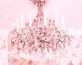 Paris Photography - A Light in Paris, Pink Chandelier, Paris Art Print, Gallery Wall, Large Wall Art, French Home Decor