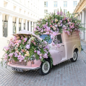 London Photograph - The Floral Truck, Roses, Vertical, England Fine Art Photograph, Pink Decor, Large Wall Art