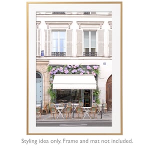 Paris Photography - Hydrangea Cafe, Paris floral cafe, Paris Art Print, Gallery Wall, Large Wall Art, French Home Decor