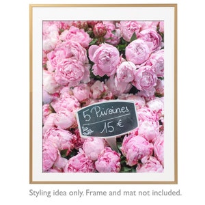 Parispionfotografi - Pionförsäljaren, Vertikal Stor Väggkonst, Resefotografi, Blommig Fransk Heminredning bild 1
