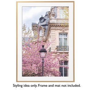Paris Fine Art Photography – Spring at Parc Monceau, Vertical, Cherry Blossoms, Paris Wall Art, French Architecture, Large Wall Art