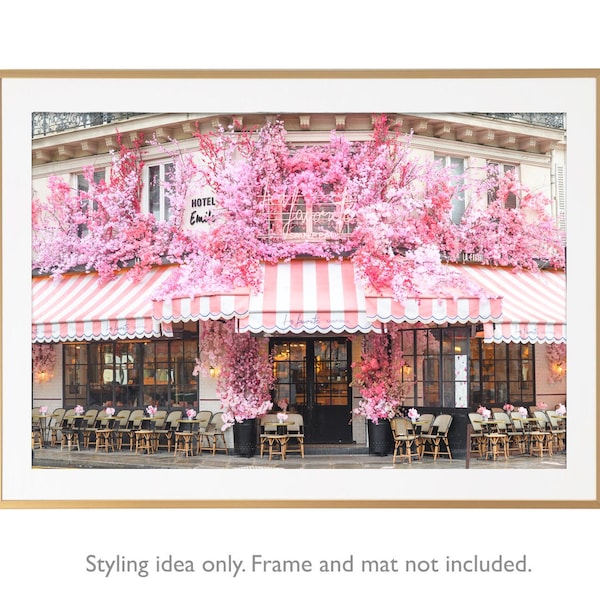 Paris Photography - La Favorite Cafe, Paris pink cafe, Paris Art Print, Gallery Wall, Large Wall Art, French Home Decor