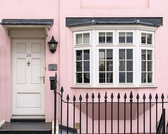 London Photography - The Pink House, London, Pastel Houses, England Travel Photo, Large Wall Art, Home Decor