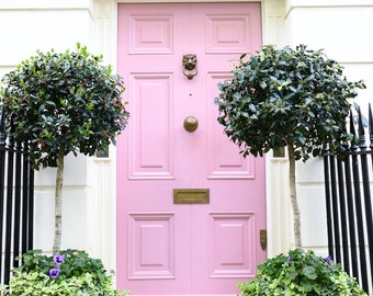 London Photography - Pink Door in London, England Travel Photo, Large Wall Art, Home Decor