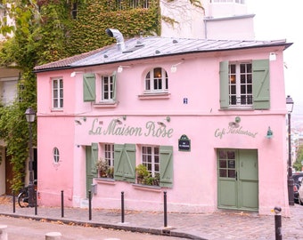 Paris Photography -  La Maison Rose in Autumn, Architecture Photo, France Travel Fine Art Photograph, French Home Decor, Large Wall Art