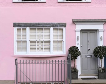 London Photography - The Uxbridge Street, Notting Hill, London, Pastel Houses, England Travel Photo, Large Wall Art, Home Decor