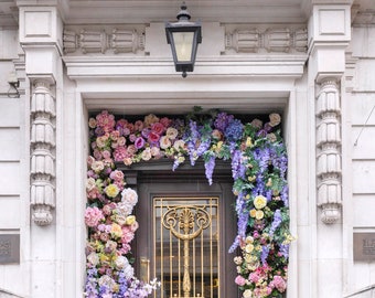 London Photography - The Floral Door, England Travel Photo, Large Wall Art, Home Decor