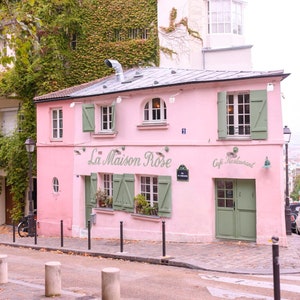 Paris Photography -  La Maison Rose in Autumn, Architecture Photo, France Travel Fine Art Photograph, French Home Decor, Large Wall Art