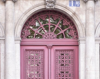 Paris Photography - Dark Pink Door Number One, Paris Architecture Photography, Fine Art Photograph, French Home Decor, Large Wall Art