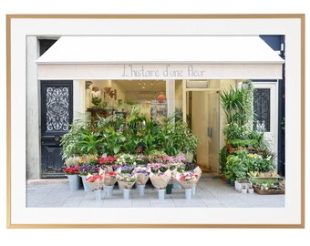 Paris Photography - Fleurs Flower Shop, Paris Art Print, Pastel Decor, Gallery Wall, Large Wall Art, French Home Decor