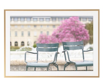 Paris Photography - Chairs at the Palais Royal, Magnolias, Paris Art Print, Gallery Wall, Large Wall Art, Paris Home Decor