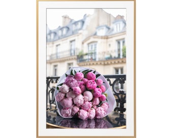 Paris Fine Art Photography – Paris Market Peonies, Paris Balcony, Paris Wall Art, French Architecture, Large Wall Art