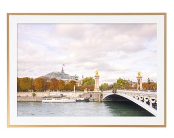 Paris Photography - Autumn at the Alexandre III Bridge, Paris Art Print, Autumn Decor, Gallery Wall, Large Wall Art, French Home Decor