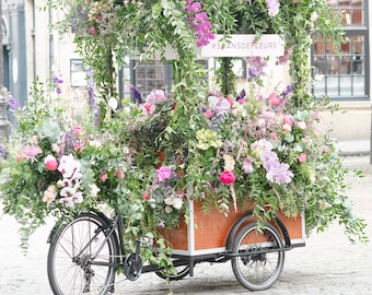 Paris Photography - Paris Flower Cart, Travel Photograph, Neutral French Home Decor, Large Wall Art