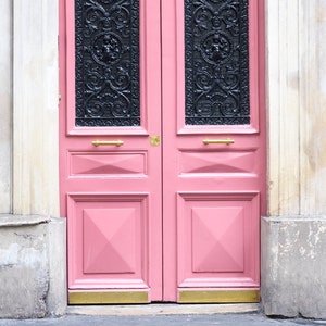Paris Photography - Pink Door in Paris, Travel Architecture Photography, Fine Art Photograph, Large Wall Art, French Home Decor