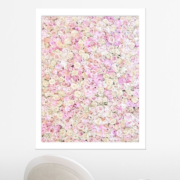 London Photography - The Pink Flower Wall, Rose Flower Carpet, England Travel Photo, Large Wall Art, Home Decor