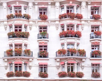 Paris Photograph - Floral Splendor at Plaza Athenee, Travel Photo, Large Wall Art, French Home Decor, Gallery Wall, Paris Fine Art Print