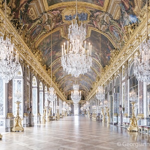 Paris Photography, Hall of Mirrors, Versailles, Paris Art Print, Chandeliers, French Wall Decor, Large Wall Art