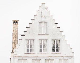 Europe Travel Photography - White House in Bruges, Architecture Photo, Travel Fine Art Photograph, Wall Decor, Large Wall Art