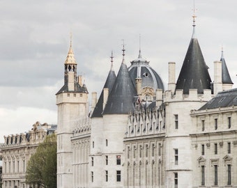 Paris Photography - Clouds over La Conciergerie, French Architecture Travel Photograph, Large Wall Art, French Home Decor