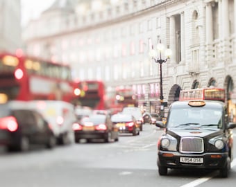 London Photography -  Dreaming of Regent Street, Twinkle Lights, London Taxi, England Travel Photo, Large Wall Art, Home Decor