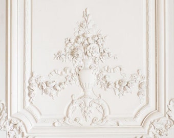Fotografia de Paris - Porta elegante em Versalhes, detalhe da arquitetura de Paris, arte de parede grande, decoração de casa francesa neutra, foto de belas artes