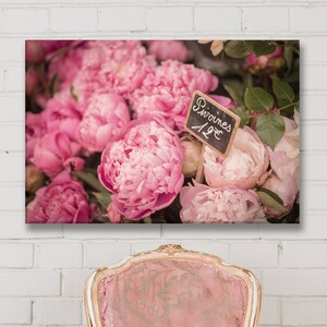 Paris Photo on Canvas, Paris Peonies, Fine Art Photograph Printed on Gallery Wrapped Canvas, Large Wall Art, French Home Decor
