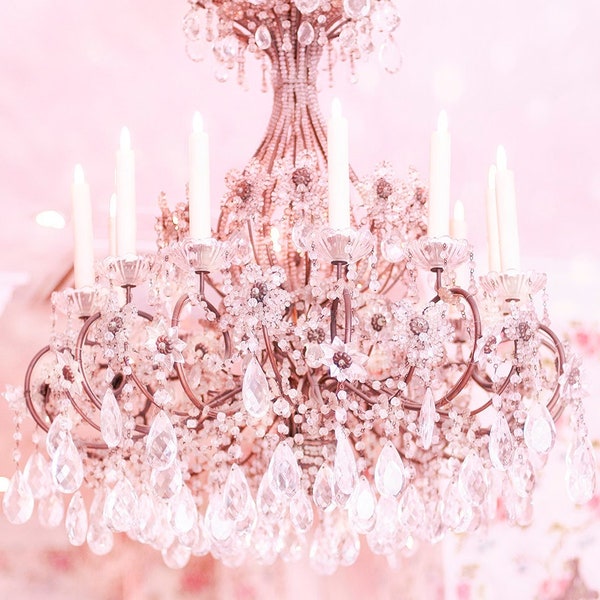 Paris Photography - A Light in Paris, Pink Chandelier, Paris Art Print, Gallery Wall, Large Wall Art, French Home Decor