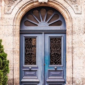Paris Photography - Faded Blue Door, France Travel Photography, French Home Decor, Large Wall Art
