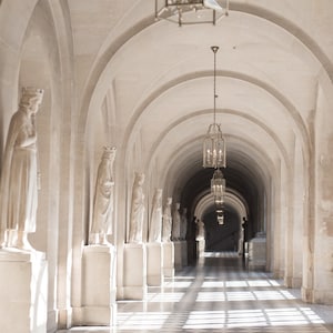 Paris Photography - Hallway in the Palace of Versailles Neutral Home Decor, Chandeliers, Travel Photograph, French Wall Decor