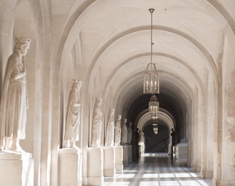 Paris Photography - Hallway in the Palace of Versailles Neutral Home Decor, Chandeliers, Travel Photograph, French Wall Decor