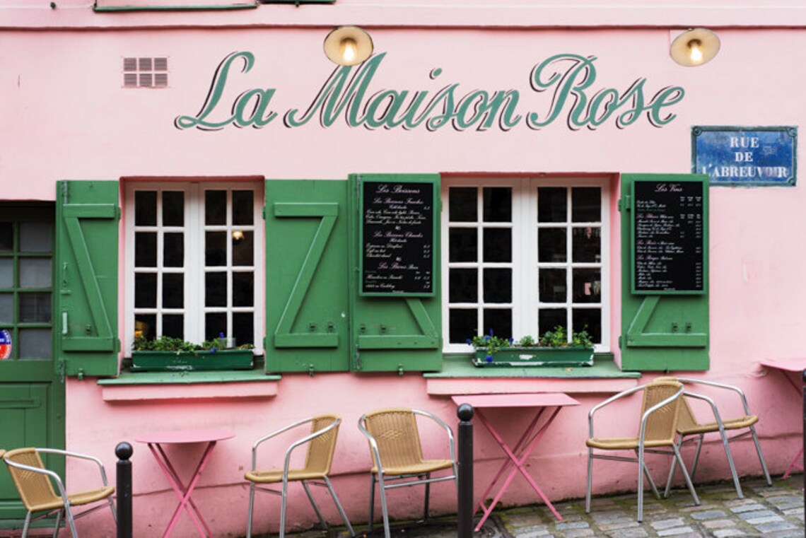 Paris Photography Pink Cafe La Maison Rose Romantic Travel