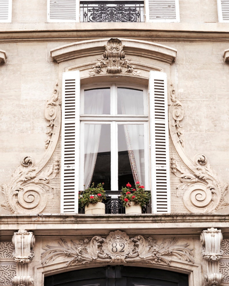 Paris Window Photography Le Fenetre, French Home Decor, Large Wall Art image 1