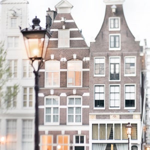 Amsterdam Photography - Lamplight in Amsterdam, Dutch Architecture, Netherlands Fine Art Photograph, Travel Wall Decor, Large Wall Art