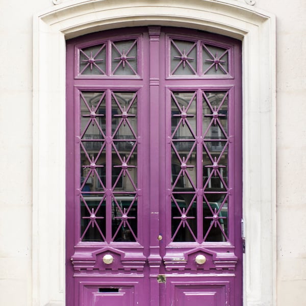 Paris Photography - Plum Door, Architecture Photography, Travel Fine Art Photograph, French Home Decor, Large Wall Art, Gallery Wall