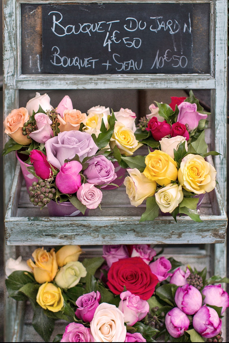 Paris Photograph Roses in Paris Flower Shop Romantic