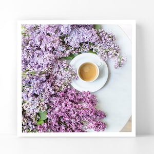 Paris Photography - Lilacs and Coffee, 5x5 Paris Fine Art Photograph, French Home Decor, Wall Art, Paris Gallery Wall