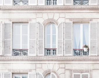 Paris Architecture Photograph - Windows and Shutters, Travel Photography, Large Wall Art, Neutral French Home Decor, Fine Art Photo