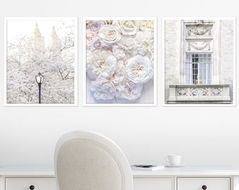 New York City Fine Art Photography Collection –  New York in White, Cherry Blossoms, Roses, Travel Photography, Gallery Wall, Large Wall Art