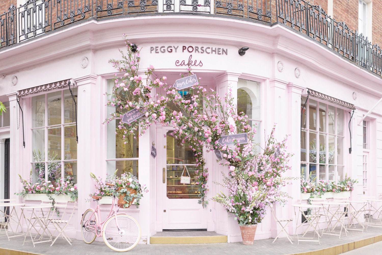 London Photograph Bicycle At Peggy Porschen Parlour Pink Etsy