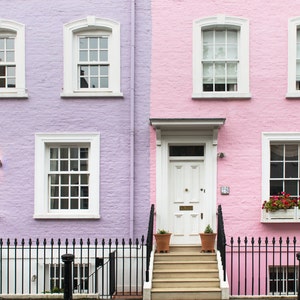 London Photography - Kensington and Chelsea, London, Pastel Houses, England Travel Photo, Large Wall Art, Home Decor