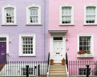 London Photography - Kensington and Chelsea, London, Pastel Houses, England Travel Photo, Large Wall Art, Home Decor