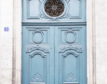 Paris Photography - Blue Door with Window, Architecture Photography, France Travel Fine Art Photograph, French Home Decor, Large Wall Art