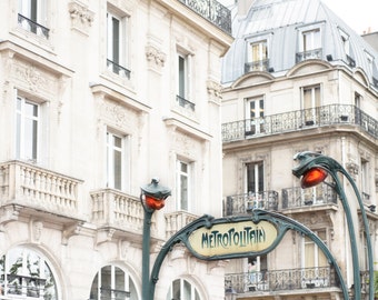 Paris Photography - Le Metro, Saint-Michel Paris Architectural Detail, Large Wall Art, French Home Decor