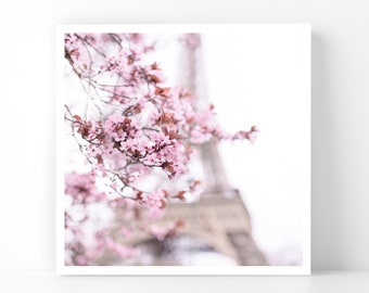 Paris Photography - Plum Blossoms and the Eiffel Tower, 5x5 Paris Fine Art Photograph, French Home Decor, Wall Art, Gallery Wall