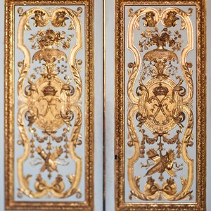 Paris Photography Set, Golden Details of Versailles Four Square Photographs, Large Wall Art, French Wall Decor image 3